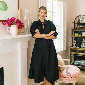 Julia Amory Coatue Black Embroidered Caftan XS